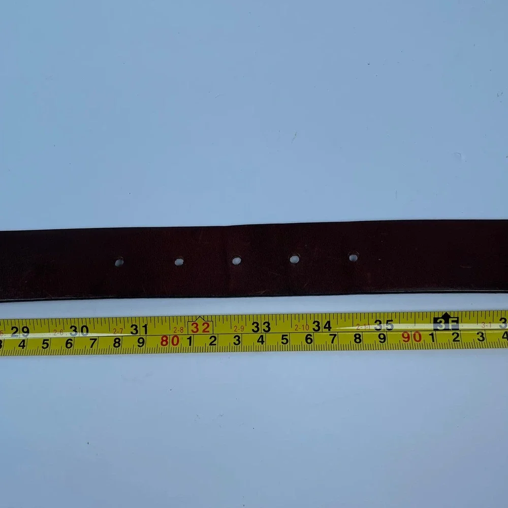 Vintage Gap Leather Belt Men M Brown Solid Brass Buckle Made in USA 90s Y2K